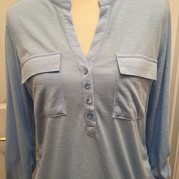 Ladies XL light blue No Boundaries half button down top. - Picture 2 of 7